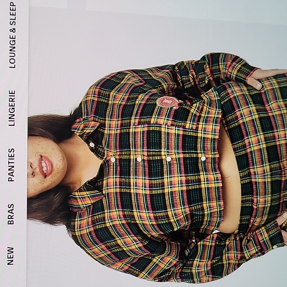 TIED UP TARTAN RAW HEM PJ SHIRT PINK CANTERBURY PLAID - Picture 2 of 6